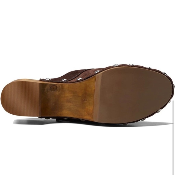 Matisse Boho London Chocolate Suede Clogs With Silver Hardware New in Box - Picture 8 of 13